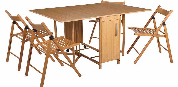 Butterfly Dining Table and 4 Oak Stain Chairs