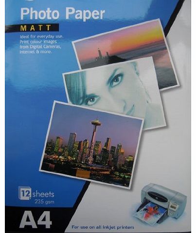 Photo Paper- All Sizes - Canvas Matt Gloss Inkjet Printer Great Qualiity: 12 Sheets Matt A4