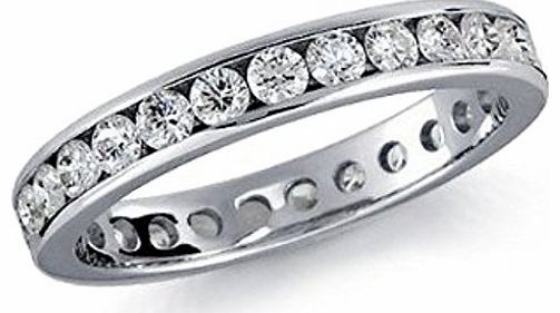 Brand New G-H/I1 0.75 Carat Round Diamond Channel Set Full Eternity Ring,950 Platinum Size K
