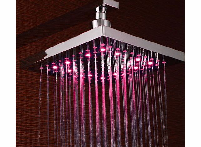 BuyinCoins Home Temperature Sensor Control 3 Color LED Light Square Water Shower Head By BuyinCoins