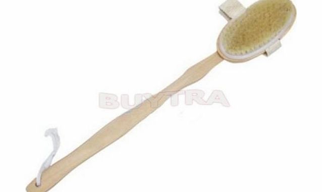 buytra Natural Wooden Bath Shower Body Back Brush Spa Scrubber