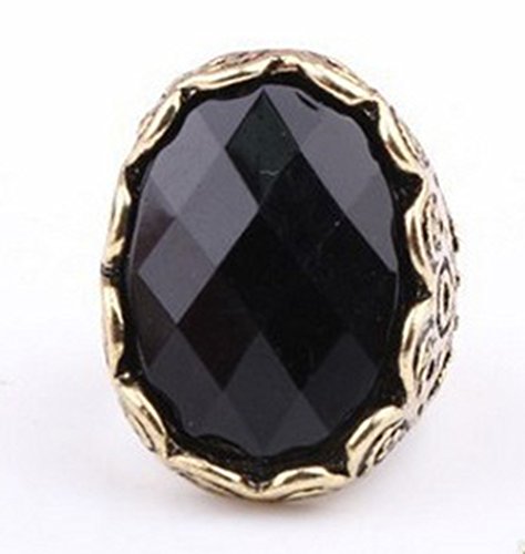 New Trendy Women Mini Crystal Rhinestones Black Gem Ring Costume Jewellery?