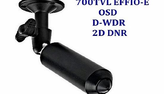 BW 700TVL Indoor Bullet Security Camera With OSD Sony CCD Effio-E Pinhole Lens for CCTV DVR Home Surveillance System - Black