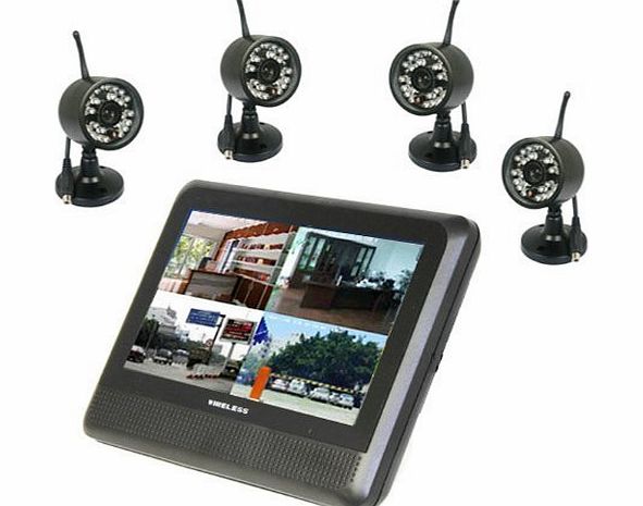 DBPOWER Wireless 4CH CCTV DVR Day Night Security Camera Surveillance System 4 digital Cameras with 7`` TFT LCD DVR
