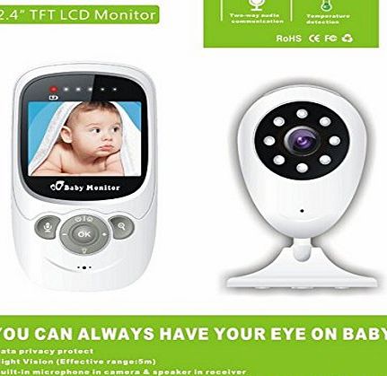 BW New 2.4 inch TFT LCD Wireless Digital Video Baby Monitor Night Vision IR LED Temperature Monitoring Security Camera 2 Way Talk
