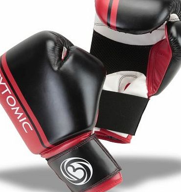 Bytomic Performer Comfortable Durable Boxing Gloves Training Padding Pre-Shaped Synthetic Leather Velcro Fastening Fully Attached Thumb 10oz Black/Red
