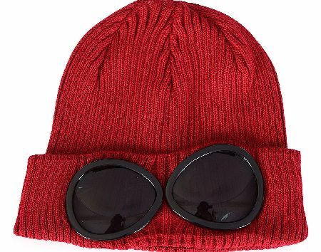 C.P Company Goggle Beanie Hat Red