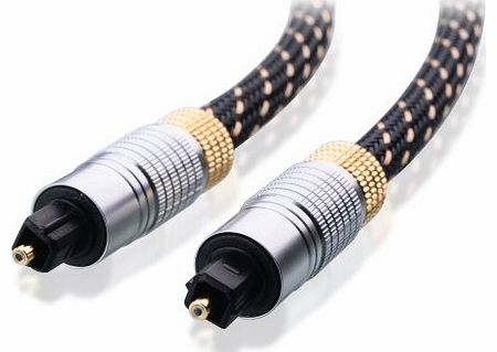 Cable Matters Gold Plated Toslink Digital Optical Audio Cable with Metal Connectors and Braided Jacket 3m