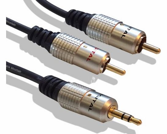 Cable Mountain 3m Gold Plated 3.5mm Jack to 2x Phono Plugs Cable