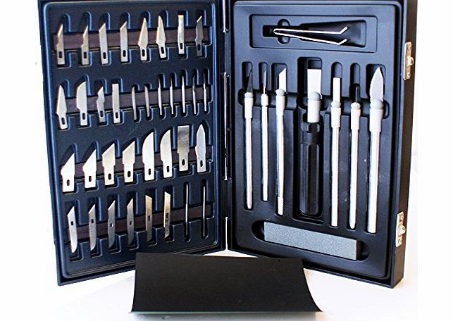 Cablefinder  51 Piece Hobby/Craft Knife Set - Scalpels, Chisel amp; Exacto Tip Blades 40k Model - Includes Free Wet or Dry Sanding Paper Sheet 1200 Grit