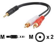 CABLES TO GO 6IN 3.5MM STEREO MALE TO (2)
