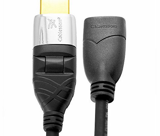 Cablesson Ivuna Flex Plus 0.2M (0.2 METER) Extension HDMI Cable with Adjustable Swivel and Rotating Plug - Audio - Video ** 24K Gold** w/Ethernet (Latest Version 2.0/1.4a 21Gbps) 1080P, 4k2k, PS4, XBOX ONE, DVD