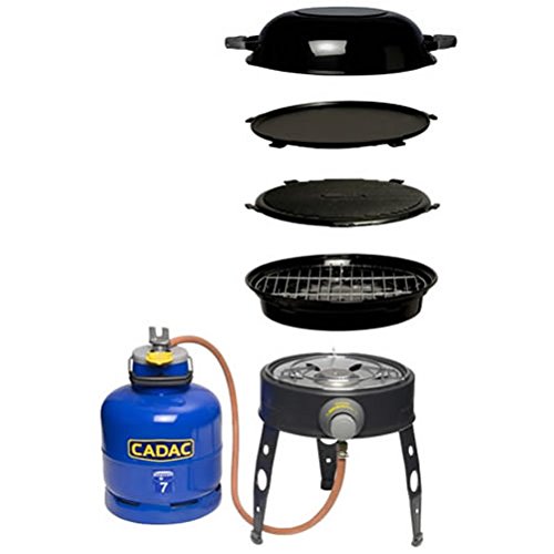 Safari Chef 30cm Portable Barbecue - 4 in 1 Gas Barbecue - Black bbq - Lightweight Travel Barbecue - Camping BBQ - Griddle Stove BBQ Pot Cooking