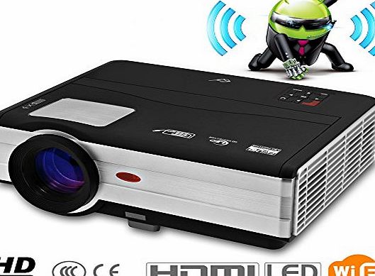 CAIWEI 3000 Lumens Wireless Projection Wifi Multimedia LED LCD Projector Home Cinema Theater for iPhone Laptop Tablets Xbox DVD Movie Video Game Camping with HDMI USB 2 AV VGA TV HD Support 1080p
