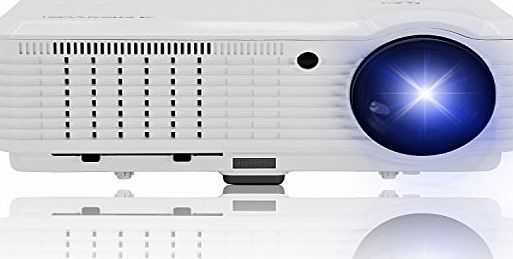 CAIWEI 5.8`` TFT 4500 Lumens HD LCD Wide Screen Home Theater Hdmi USB VGA Projector Support 1080p for PC DVD iPhone iPad PS4 Movie Video Game Sports Outdoor Night Party,White