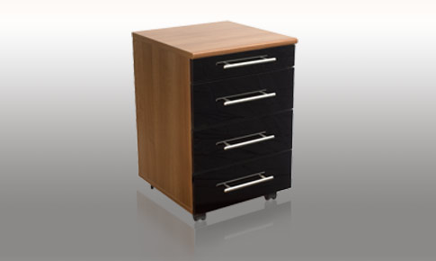 calgary Black Gloss four drawer mobile pedestal