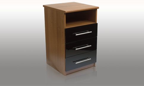 calgary Black Gloss three drawer pedestal