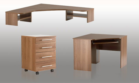 Calgary Walnut corner desk stater package