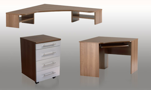 Calgary white gloss corner desk starter package