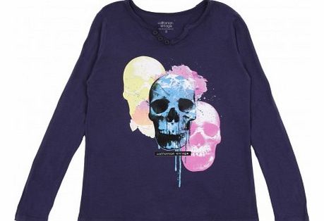 Grandad T-Shirt Death Heads Trio Navy blue `16