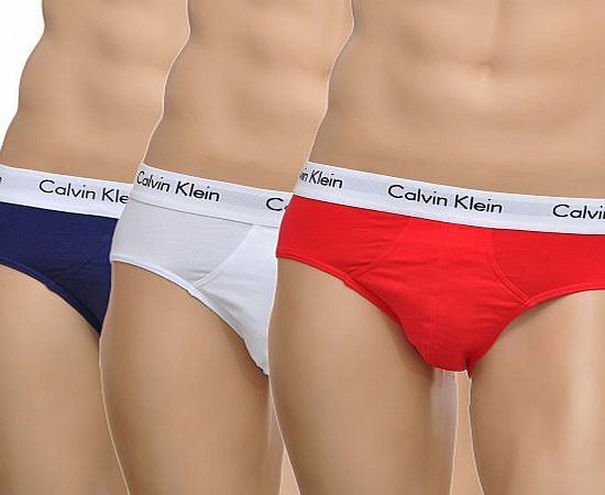 Calvin Klein 3 Pack 365 Cotton Stretch Briefs Red/White/Blue (Medium)