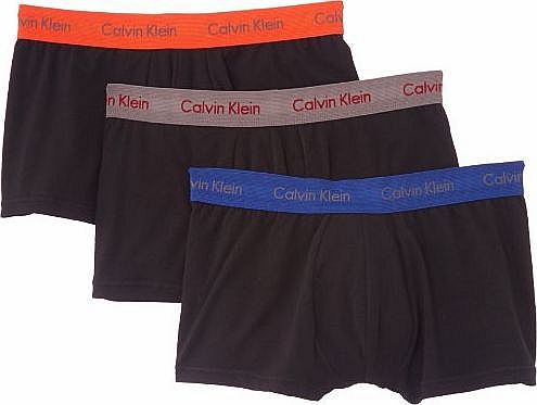 3 Pack Cotton Stretch Low Rise Boxers - Black/red/grey/blue