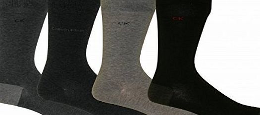 Calvin Klein 4-Pack Flat-Knit Assortment Socks, Black/Grey Size: One S