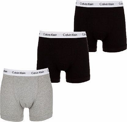 Calvin Klein  3 PACK COTTON STRETCH TRUNKS (Medium, BLACK/GREY/BLACK)