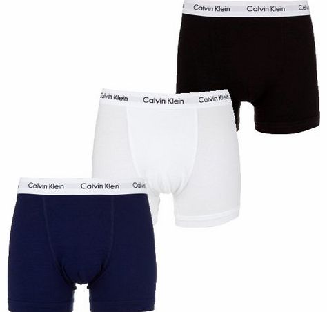  3 PACK COTTON STRETCH TRUNKS (X-Large, BLACK WHITE NAVY)