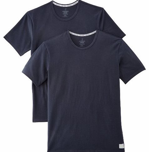 Calvin Klein CK One Short Sleeved Crew Neck T-Shirt 2-Pack, Blue Shadow Blue Small