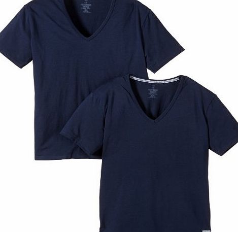 Calvin Klein CK One Short Sleeved V-Neck T-Shirt 2-Pack, Blue Shadow Blue Small