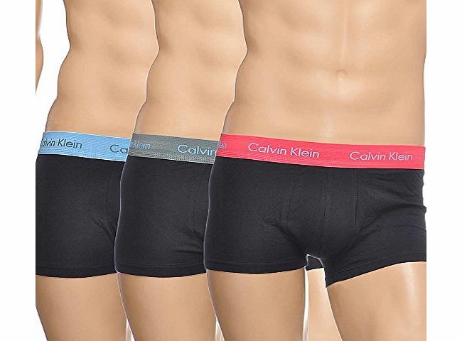 Calvin Klein Cotton Stretch 3 Pack Low Rise Trunk, Deep Fern/Isis Blue/Infared Black X-Large