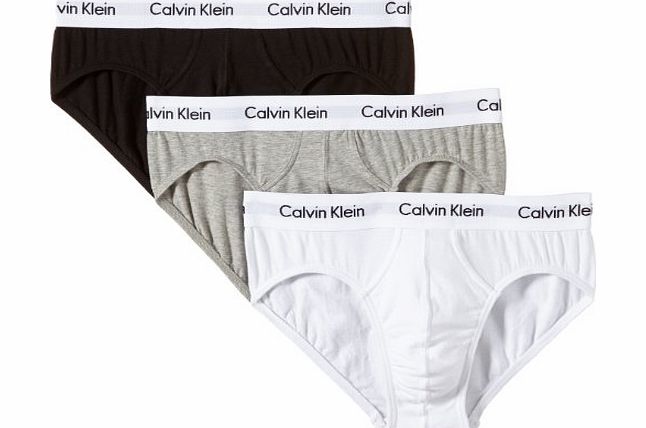 Calvin Klein Cotton Stretch Hip Briefs - 3 Pack (Medium, Black White amp; Grey)