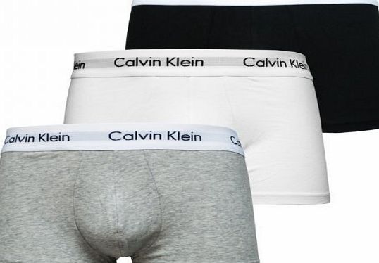 Calvin Klein Cotton Stretch Low Rise Trunk (Large (36``-38``), Black/White/Grey)