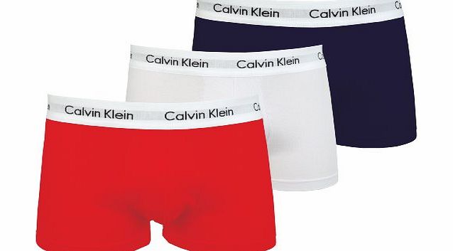 Calvin Klein Cotton Stretch Low Rise Trunk (Medium (32``-34``), Red/White/Navy)