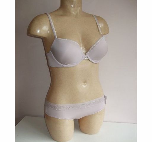 Calvin Klein F3317 Push Up Bra amp; Hipster with Lace Set, Naked Glamour, Patchouli (UK 36B EU 80B L Hipster)