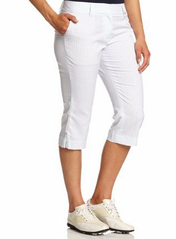 Calvin Klein Golf Womens Cropped Check Trouser Bottoms - White/Impulse Blue, Size 16