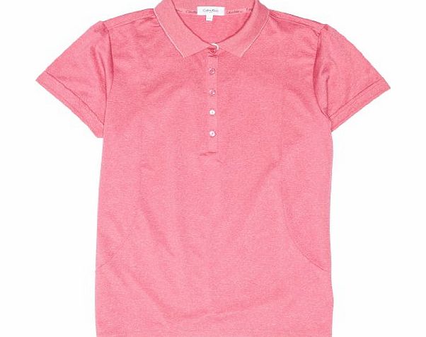 Calvin Klein Golf Womens Knit Collar Sleeve Polo Shirts - Pink/White, Large