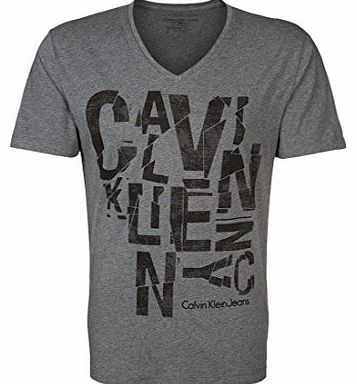 Calvin Klein Jeans Mens grey print t-shirts A/W 2015 new tone print t-shirt (S)