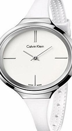 Calvin Klein K4U231K2 34mm Stainless Steel Case White Rubber Mineral Womens Watch
