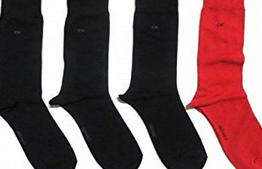Calvin Klein KINGSLEY Mens Cotton Socks 4 Pack Black/Red