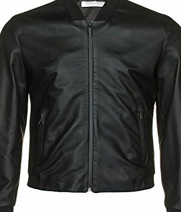 Calvin Klein Leather Leo bomber jacket Black 38