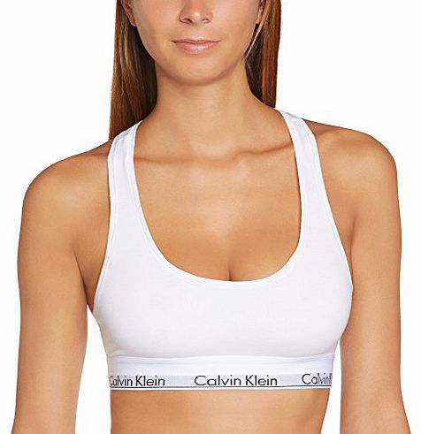 Calvin Klein Logo Racer back Bralette in White (Small)