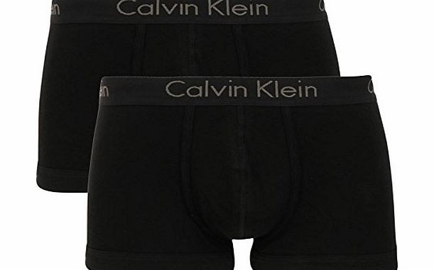 Calvin Klein Mens 2 Pack Trunks Stretch Cotton Design Underwear Black S