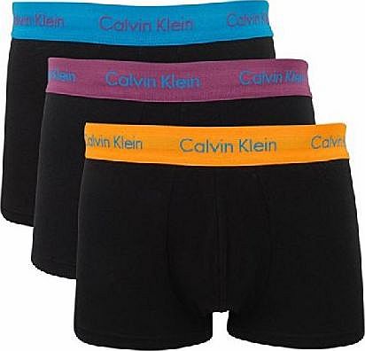 Calvin Klein Mens 3 Pack of Tipped Waistband Boxer Trunks Black L