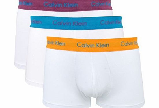 Calvin Klein Mens 3 Pack of Tipped Waistband Boxer Trunks White S