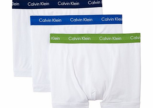 Calvin Klein Mens 3 Pack Trunks, White, Medium