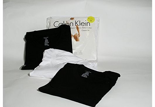 MENS CALVIN KLEIN COTTON CREW NECK T-SHIRT, S - XL, White and Black (L, White)