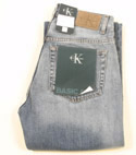 Calvin Klein Mens Mid Blue Faded Denim Button Fly Basic Fit Jeans - 34 Leg