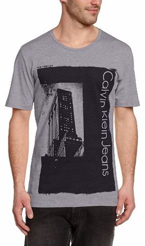 Calvin Klein Mens Tarek Crew Neck Short sleeve T-Shirt - Grey - Gray - Medium (Brand size: L)
